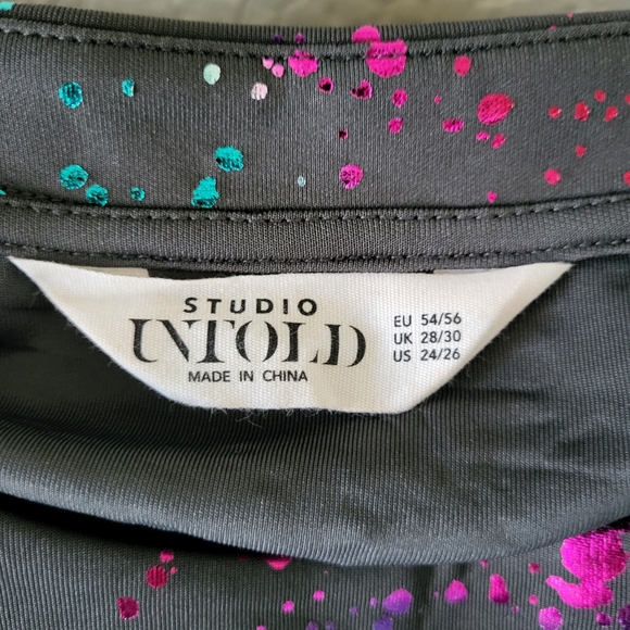 Studio Untold Womens Pullover Sweatshirt 24/26 Rainbow Metallic Paint Splatter - Picture 6 of 13